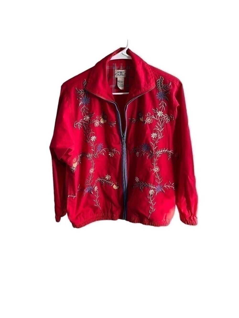 Koret City Blues flora embroidered jacket red sz small